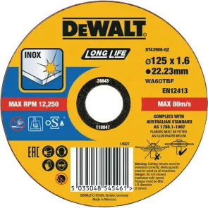 Круг отрезной DeWALT INOX Long Life, нержавеющая сталь / листовой металл, 125х1.6х22.23 мм №2