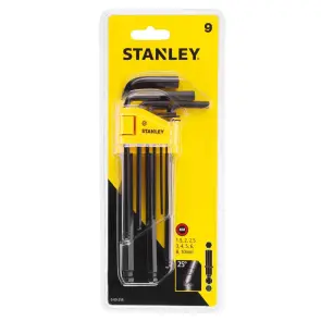 Набір ключів шестигранних STANLEY, 9 шт. (1,5;2;2,5;3;4;5;6;8;10 мм), метричних, з кульковим закінченням. №6