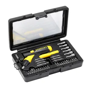 Отвертка - набор STANLEY "Pistol Grip Ratchet" с заскочним механизмом в наборе 36-тью вставками. №8