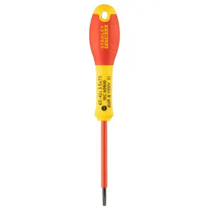 Отвертка электричество STANLEY "FatMax VDE 1000v" изолированная с жалом расширяющейся под шлиц SL3, 5х75мм №2