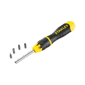 Викрутка-набір STANLEY"Multibit", L=250мм, реверсивна, 10 біт : SL 6.6, 5мм; Ph1, 2; Pz1, 2; Torx T10, T15; квадрат№1и2. №7
