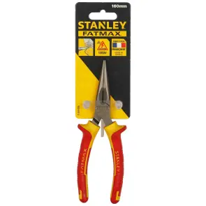 Плоскогубці електрика STANLEY"MaxSteel VDE 1000V" з видовженими губками ізольовоні, L=160мм №6