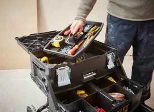 Ящик STANLEY "FatMax Mobile Work Station Cantilever", 549 x 733 x 413мм, с колесами, раздвижной, с 3-мя секциями, пластмассовый, многофункциональный. №4