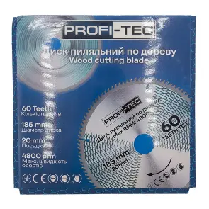 Пиляльний диск по дереву PROFI-TEC 185*20*60Т №8