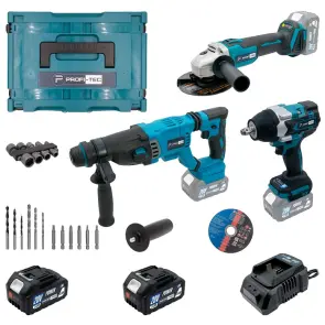 Акумуляторний набір інструментів PROFI-TEC Combo Set 3/5 POWERLine (PBH201BL, DTW800BL, DGA20BL) (2×PT2040MP (4.0 Аг), зарядний пристрій) №1