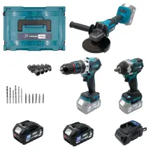 Аккумуляторный набор PROFI-TEC Combo Set 3/8 20В (DTW500BL, DHP485BL, PGA202) (2хPT2040MP (4.0Aг), зарядное устройство, кейс
