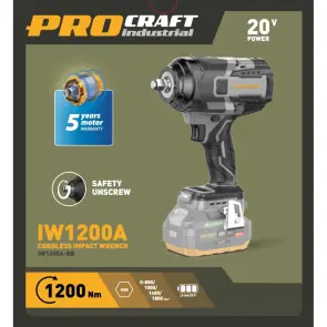 Акумуляторний гайковерт Procraft industrial IW1200A (без акб та зп) №2