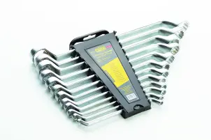 Набор ключей накидных двусторонних CrV 6х7, 8х9, 10х11, 12х13, 14х15, 16х17, 18х19, 20х22, 21х23, 24x27, 25х28, 30х32мм (12шт) СИЛА №1