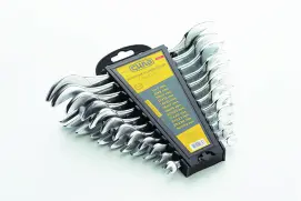 Набор ключей рожковых Стандарт CrV 6х7, 8х9, 10х11, 12х13, 14х15, 16х17, 18х19, 20х22, 21х23, 24x27, 25х28, 30х32мм (12шт) СИЛА