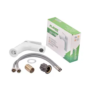 Смеситель для умывальника Plamix Lucas-001 SET White с подводом (PM0706) №5