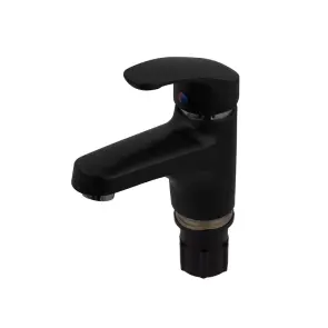 Смеситель для умывальника Plamix Fidel-001 SET Matte black (с подводкой) (PM0660) №5