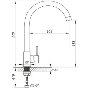 Змішувач для умивальника Zerix SUS-B (LL1559) №2