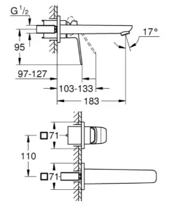Смеситель для раковины Grohe Cubeo на 2 отверстия M-размера (1017880000) №2