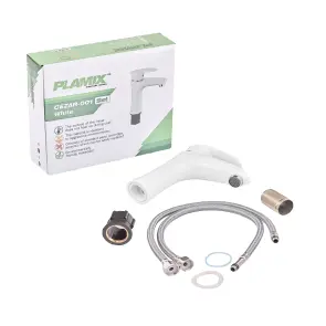 Смеситель для умывальника Plamix Cezar-001 SET White (с подводом) (PM0661) №3