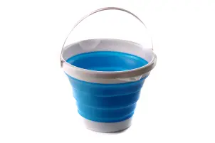 Ведро складное силиконовое 5л синий (blue) СИЛА №1