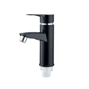 Смеситель для умывальника PLAMIX Sergio-001 Black (с подводкой) (PM0643) №1