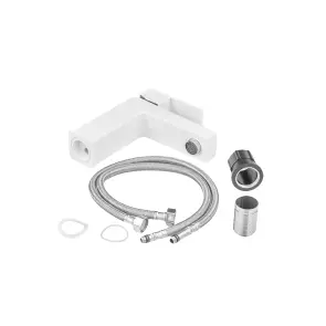 Смеситель для умывальника Plamix Kubus-001 SET White (с подводкой) (PM0671) №4