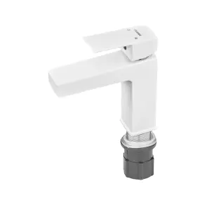 Смеситель для умывальника Plamix Kubus-001 SET White (с подводкой) (PM0671) №6