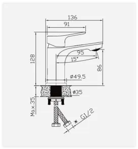Змішувач для умивальника Haiba Arno 001 (NUT) (HB9674) №3