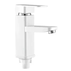 Смеситель для умывальника Plamix Kub-001 White (с подводкой) (PM0611) №1