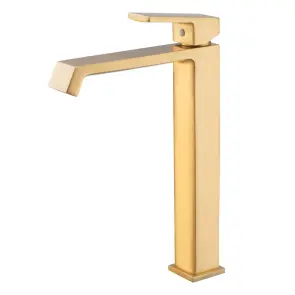 Змішувач для умивальника Haiba GAUDI 001 (HIGH) BRUSHED GOLD (HB9597) №1