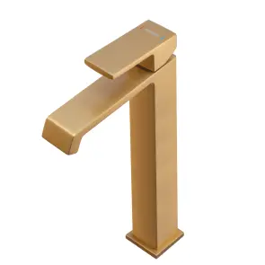 Змішувач для умивальника Haiba GAUDI 001 (HIGH) BRUSHED GOLD (HB9597) №6