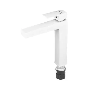 Смеситель для умывальника Plamix Kubus-001 HIGH SET White (с подводом) (PM0672) №5