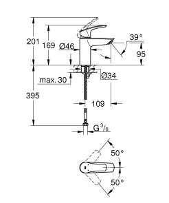 Смеситель для раковины Grohe Eurosmart S-Size (324672433) №6