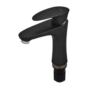 Смеситель для умывальника Plamix Cezar-001 SET Matte black (с подводкой) (PM0662) №3