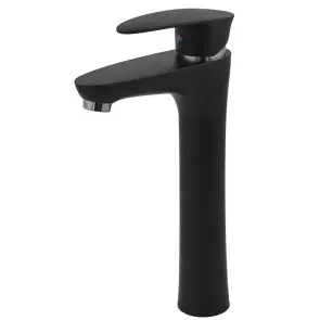 Змішувач для умивальника Plamix Cezar-001 HIGH SET Matte black (з підведенням) (PM0664) №1