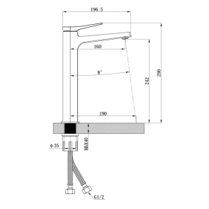 Змішувач для умивальника Mixxus Premium Degas 001 (NUT) HIGH (MI8246) №7