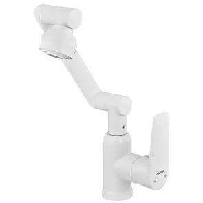 Змішувач для умивальника з регульованим виливом Plamix Oscar-001-FX SET White (з підведенням) (Колір білий) (PM6105) №1