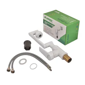 Змішувач для умивальника з регульованим виливом Plamix Oscar-001-FX SET White (з підведенням) (Колір білий) (PM6105) №4