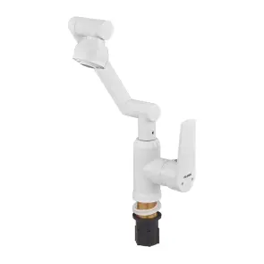 Змішувач для умивальника з регульованим виливом Plamix Oscar-001-FX SET White (з підведенням) (Колір білий) (PM6105) №7