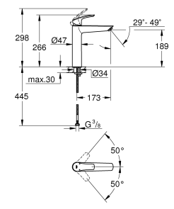 Однорычажный смеситель для раковины Grohe Eurosmart XL-Size (239712433) №3
