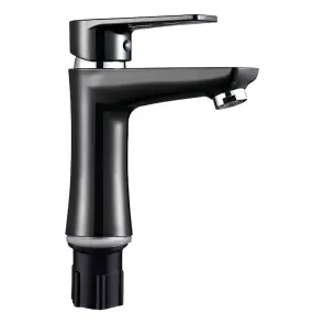 Змішувач для умивальника Plamix Oscar-001 Black (з підведенням) (PM0613) №1