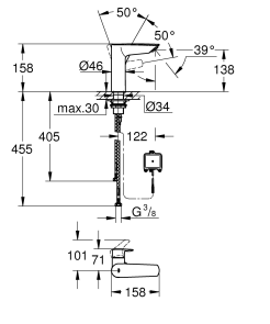 Смеситель для раковины Grohe Eurosmart с инфракрасной электроникой (239752433) №6