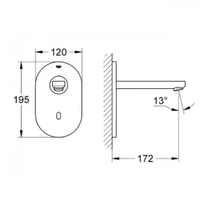 Монокран на одну воду сенсорний, Bluetooth, прихований монтаж Grohe Euroeco Cosmopolitan E (36410000) №2