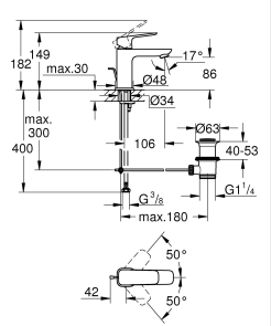 Одноважільний змішувач для раковини Grohe Cubeo S-розміру (1016940000) №5