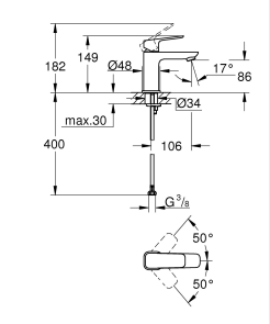 Одноважільний змішувач для раковини S-розміру Grohe Cubeo (1016990000) №2