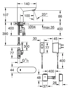 Монокран на одну воду сенсорный Grohe Euroeco Cosmopolitan E Bluetooth (36409000) №2
