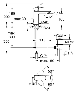 Однорычажный смеситель для раковины Grohe Cubeo M-размера (1017492430) №4