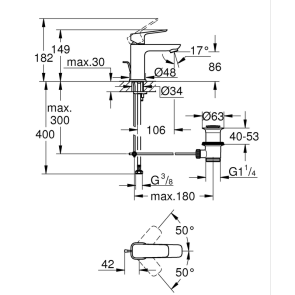 Одноважільний змішувач для раковини Grohe Cubeo S-розміру (1016942430) №3