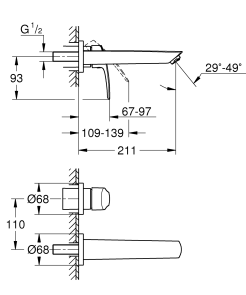 Смеситель для раковины Grohe Eurosmart на 2 отверстия M-Size (293382433) №5