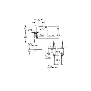 Монокран на одну воду сенсорний, 6V Grohe Euroeco Cosmopolitan E (36384000) №2