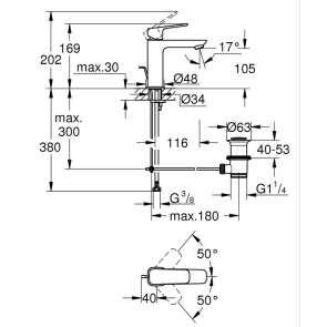 Одноважільний змішувач для раковини Grohe Cubeo M-розміру (1017490000) №4
