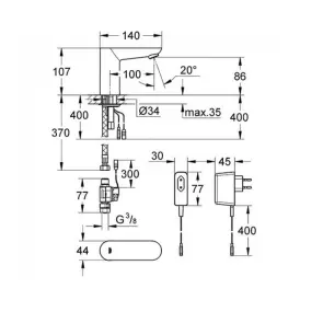 Монокран на одну воду сенсорний, адаптер Grohe Euroeco Cosmopolitan E (36269000) №2