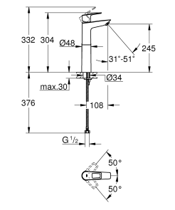Змішувач на стільницю для раковини XL-розміру Grohe BauLoop New (32856001) №2