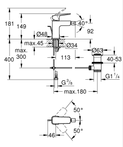 Однорычажный смеситель для биде S-размера Grohe Cubeo (1018102430) №3