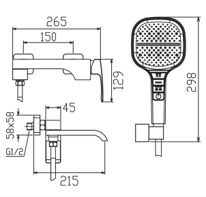 Смеситель для ванны с коротким изливом KOER KB-41037-01 (Цвет хром) (KR6004) №2